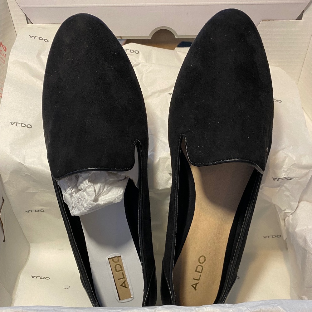 Aldo Kappa Loafers in Black Faux Suede